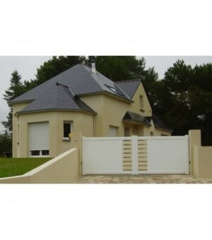 Portail de jardin alu sur mesure design ajouré QUIMPERLE blanc motorisé