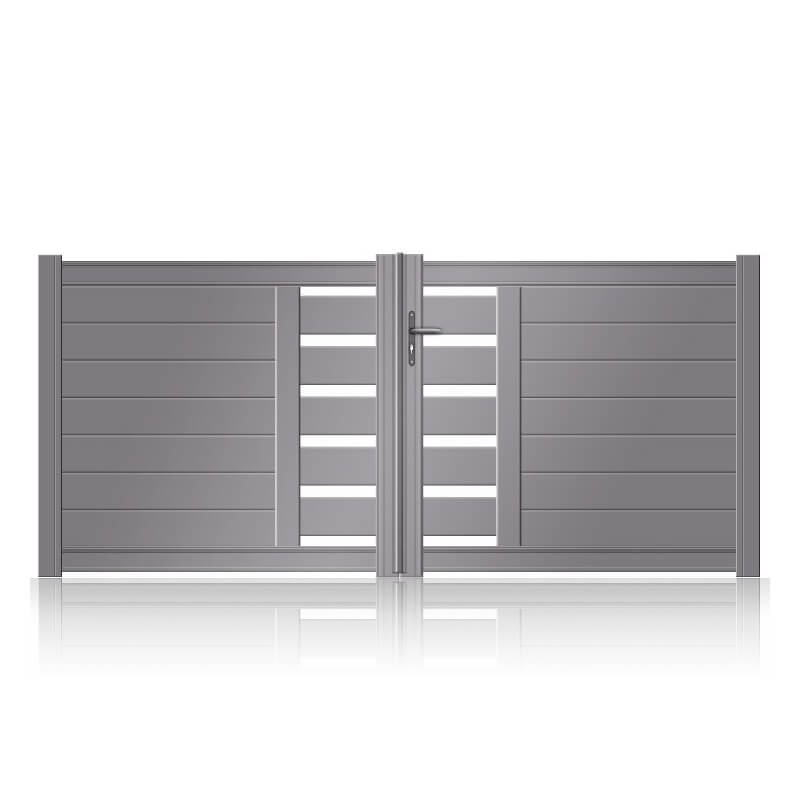 Portail alu semi-plein à lames larges ajourées alu QUIBERON