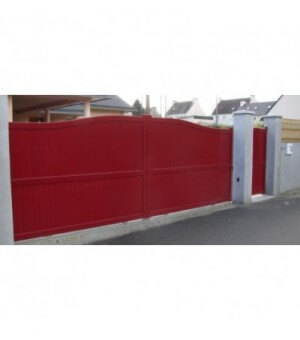 Portail aluminium battant VALENCE plein forme chapeau de gendarme