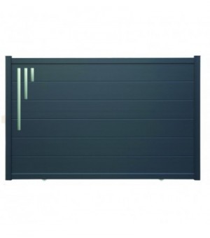  Portail alu coulissant lames extra larges et motifs inox verticaux NICE