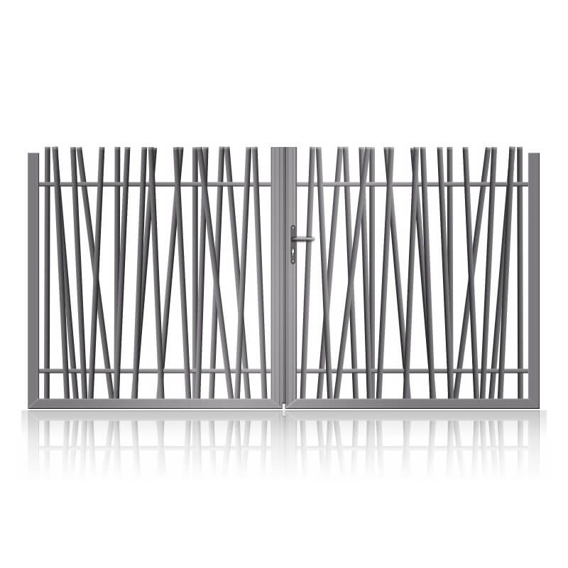 Portail aluminium battant à barreaux asymétriques PYLA