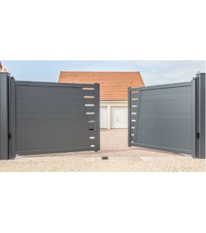 Portail battant alu Narbonne avec option lames larges de 160 mm (sans plus-value). A nous préciser à la commande