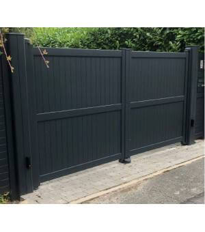 Portail alu battant motorisé MERiGNAC avec ajout traverse intermédiaire (pour grande dimensions)