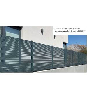 Clôture aluminium ajourée à barreaux fins horizontaux Neuilly