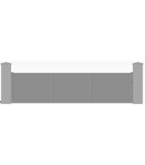 Schéma du portail coulissant aluminium  LOMM persienné avec l'intégration de renforts verticaux pour les très grandes dimensions