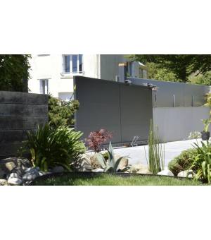 Portail alu coulissant PLAISIR vue de l'intérieur, en ouverture