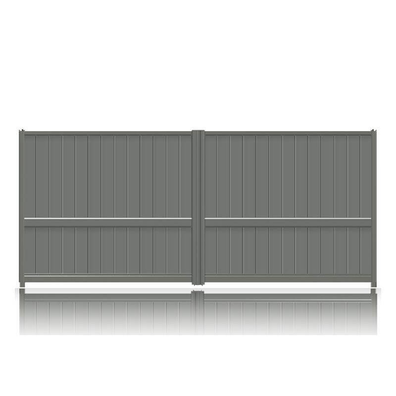 Portail aluminium en kit REF: RUBY plein 2 vantaux avec traverse intermédiaire