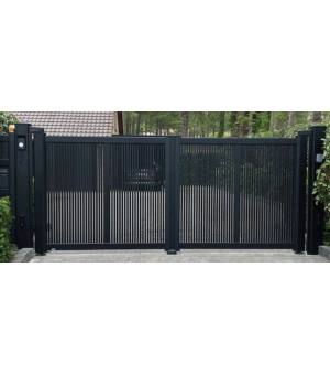 Portail battant CABOURG grande largeur avec meneaux verticaux supplémentaires pour assurer une bonne rigidité