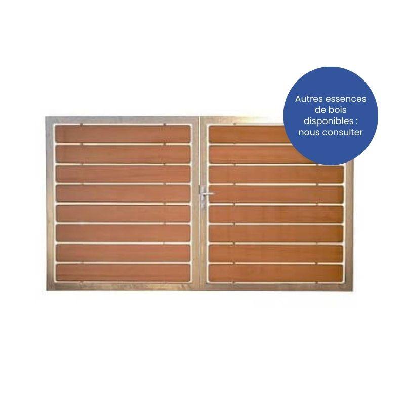 Portail bois battant design PAU avec cadre acier galvanisé