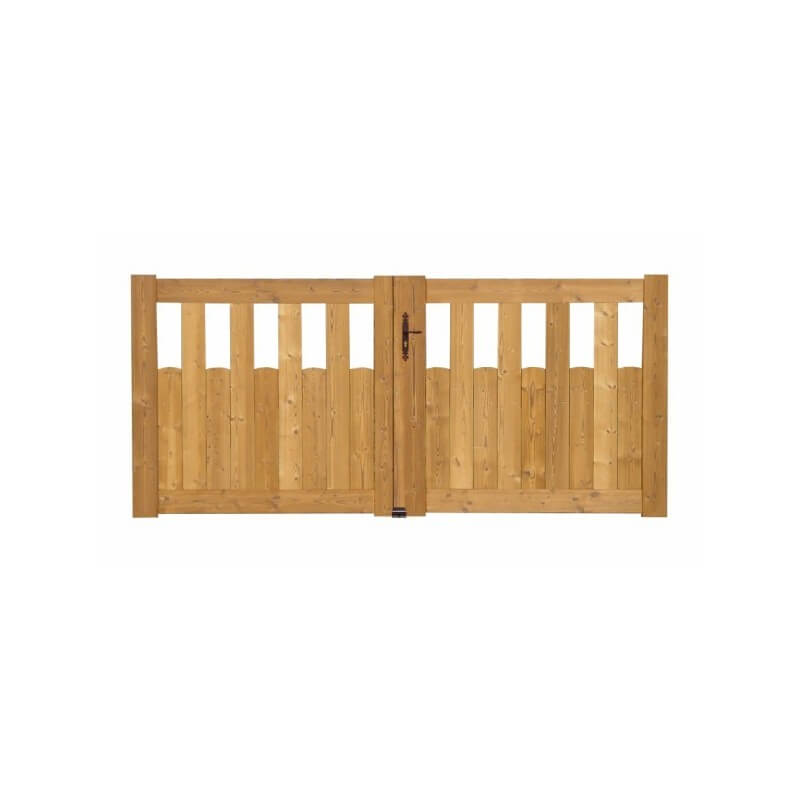 Portail battant en bois festonné semi-plein en pin