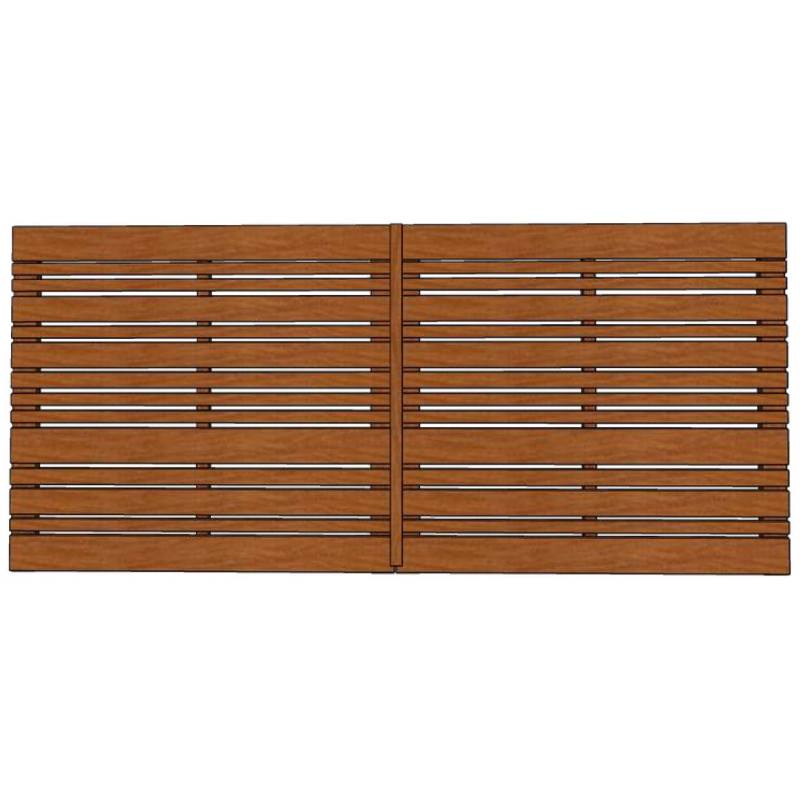 Portail bois ajouré alternance lames horizontales fines et larges