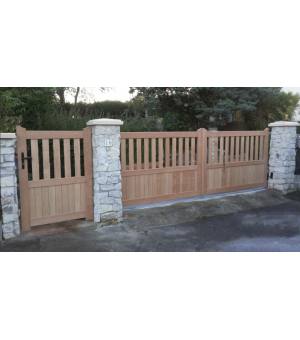 Ensemble portillon bois LORIENT et portail battant assorti sur mesure