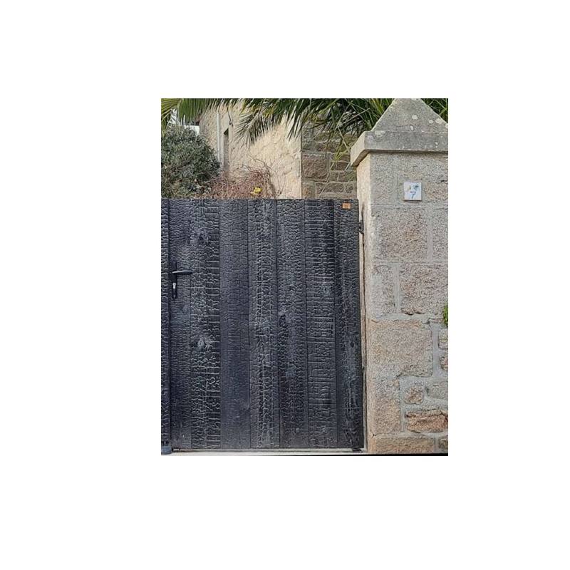 Portillon bois en pin maritime brulé HOSSEGOR à lames pleines
