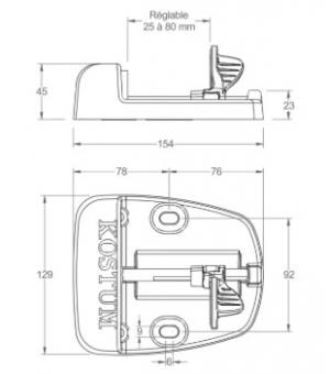Dimensions du sabot central alu pour portail battant