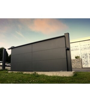  Portail alu coulissant tôle alu épuré