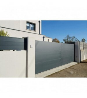  Portail alu coulissant tôle alu épuré