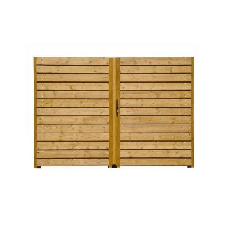  Portail bois plein MAUTAUBAN avec lames horizontales décalées