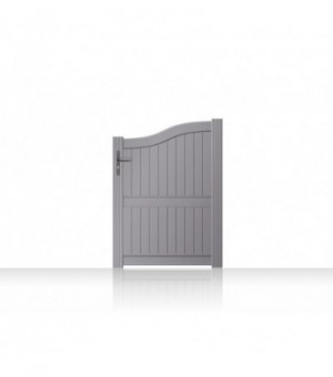  Portillon de jardin aluminium plein à lames verticales de forme demi chapeau de gendarme