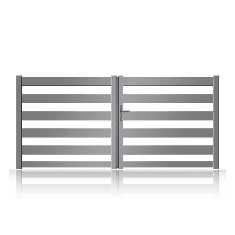 Portail de jardin moderne aluminium ajouré à lames horizontales KRUZ