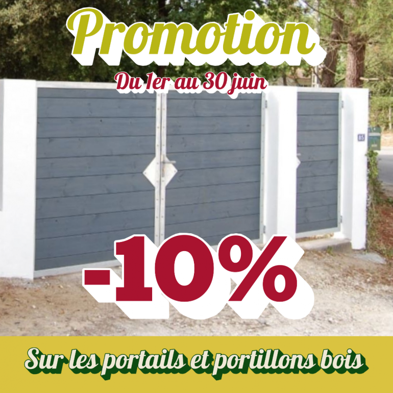 Portail bois sur mesure : profitez de -10% en juin 2026 avec LMC Ouvertures
