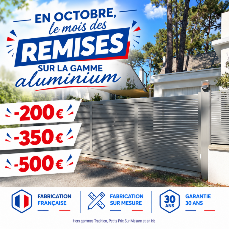 Portail aluminium : jusqu’à 500 € de remise en octobre